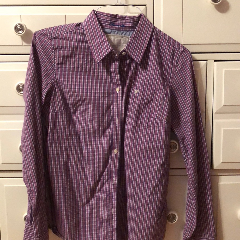 American eagle purple button down long sleeve